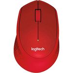 Logitech M330 Silent Plus Kabellose Maus, 2.4 GHz Verbindung via Nano USB-Empfänger, 1000 DPI Optischer Sensor, 24-Monate Akkulaufzeit, 3 Tasten, PC-Mac - rot, Englische Verpackung