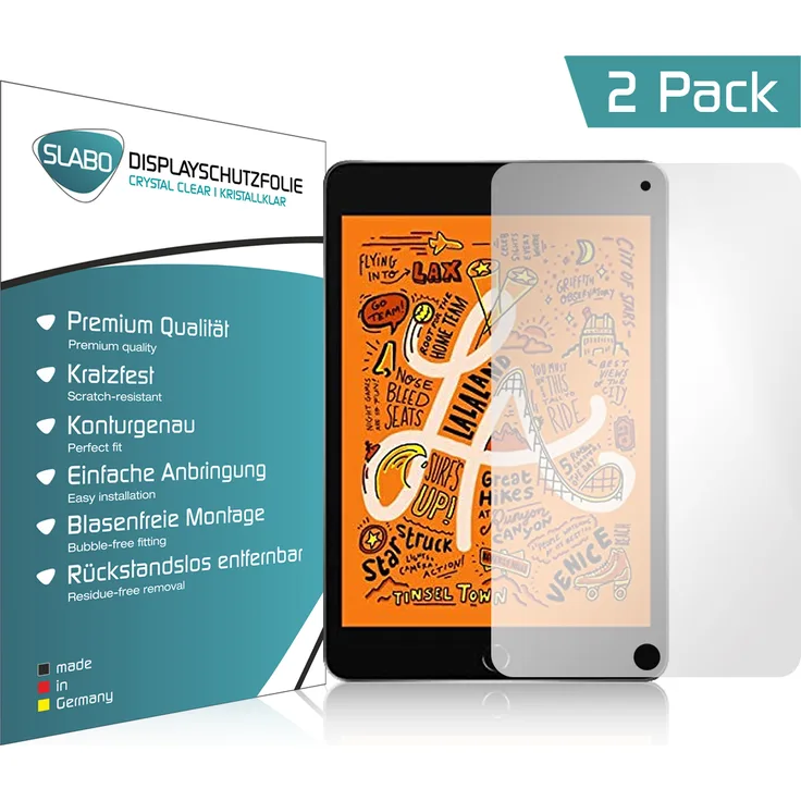 Slabo 2x Displayschutzfolie ''Crystal Clear'' für Apple iPad mini 4 & Apple iPad mini 2019