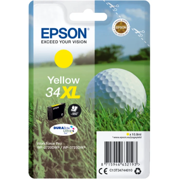 Epson Original 34 Tinte Golfball (WF-3720DWF WF-3725DWF) gelb – Bild 1