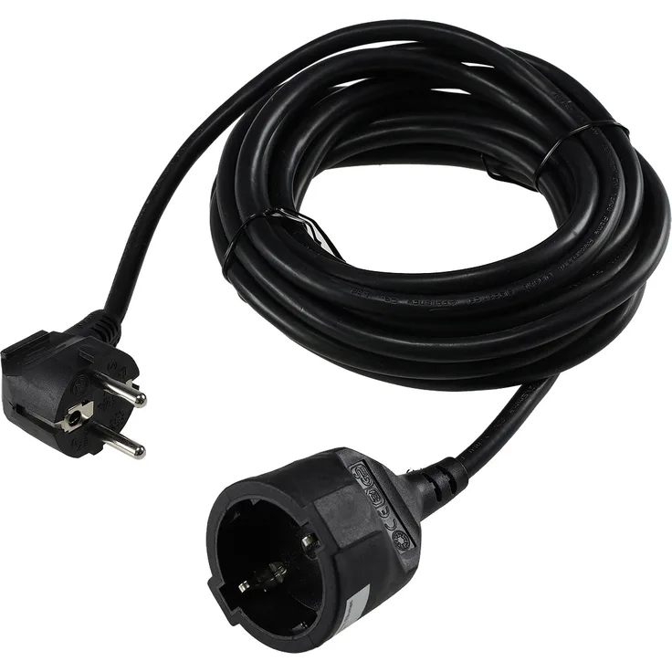 Schutzkontakt-Verlängerung, 5m, schwarz H05VV-F3G 1,5mm² 16A/250V