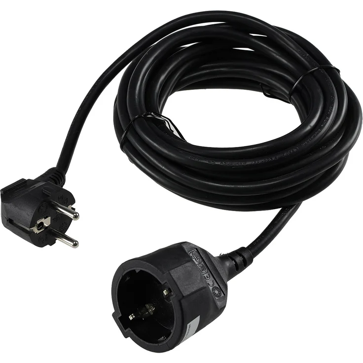Schutzkontakt-Verlängerung, 5m, schwarz H05VV-F3G 1,5mm² 16A/250V