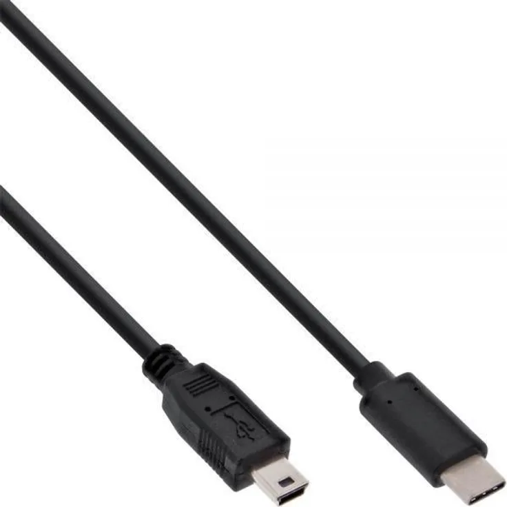 InLine - USB-Kabel - 5-poliger mini-USB (M) bis USB-C (M) - USB2.0 - 0,5 A - 5,0m - Schwarz (35755)