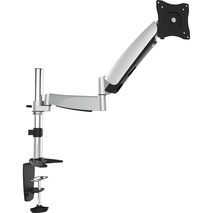RICOO Monitor Tischhalterung für Monitore Monitorhalterung TS3011 Gasfeder Monitorständer Schwenkbar Neigbar Höhenverstellbar Schreibtisch Bildschirmständer Tisch Ständer Monitorhalterungen VESA 75x75 100x100 / Silber-Schwarz