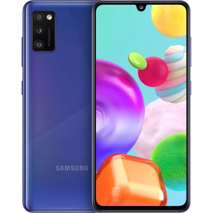 Samsung Galaxy A41 Smartphone 15,49cm (6,1 Zoll) Super-AMOLED-Display, 64GB interner Speicher, 4GB RAM, Dual-SIM, Android, Cobalt Blue – Bild 1