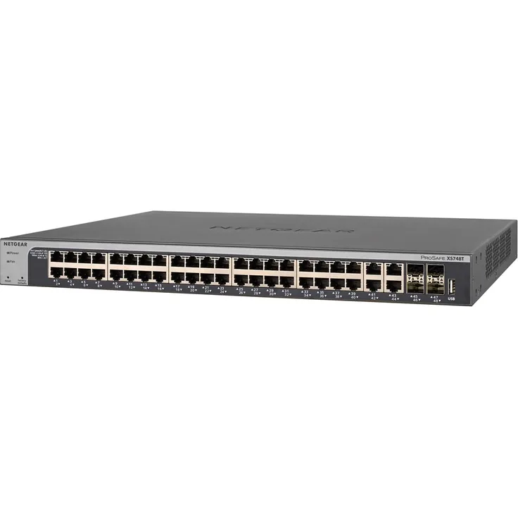 Netgear XS748T 48-Port 10G Ethernet LAN Switch Smart Managed Pro (mit 4x 10Gigabit SFP+, Desktop- oder Rack-Montage mit ProSAFE Lifetime-) schwarz