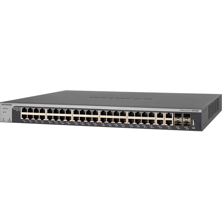 Netgear XS748T 48-Port 10G Ethernet LAN Switch Smart Managed Pro (mit 4x 10Gigabit SFP+, Desktop- oder Rack-Montage mit ProSAFE Lifetime-) schwarz – Bild 1