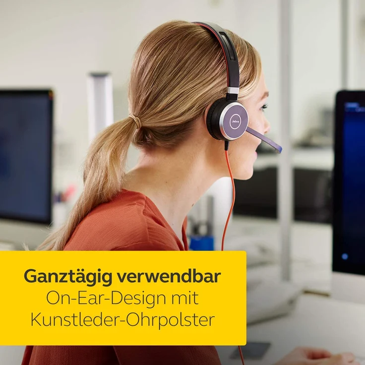 Jabra Evolve 40 MS Stereo Headset Microsoft zertifizierte Kopfhörer für VoIP Softphone mit passivem Noise-Cancelling USB-Kabel mit Anrufsteuerung Schwarz – Bild 6