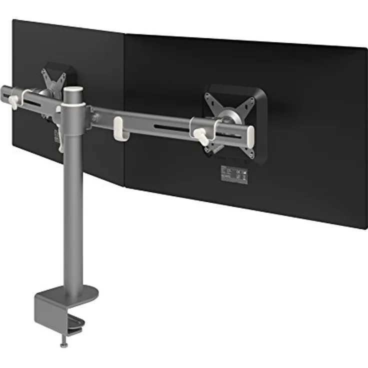 Viewmate Dual - Monitorarm - Schreibtisch 642 / Höheneinstellungsbereich von 295 mm / Versehen mit Kabelclips und Kabelklettverschluss / Silber