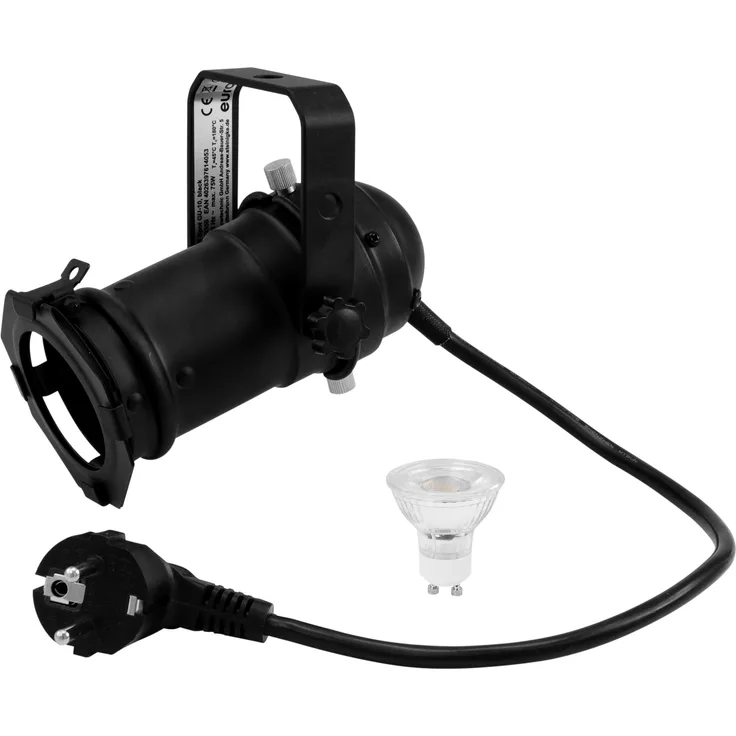 Eurolite Set PAR-16 Spot GU-10 schwarz, GU-10 230V LED SMD 7W 6