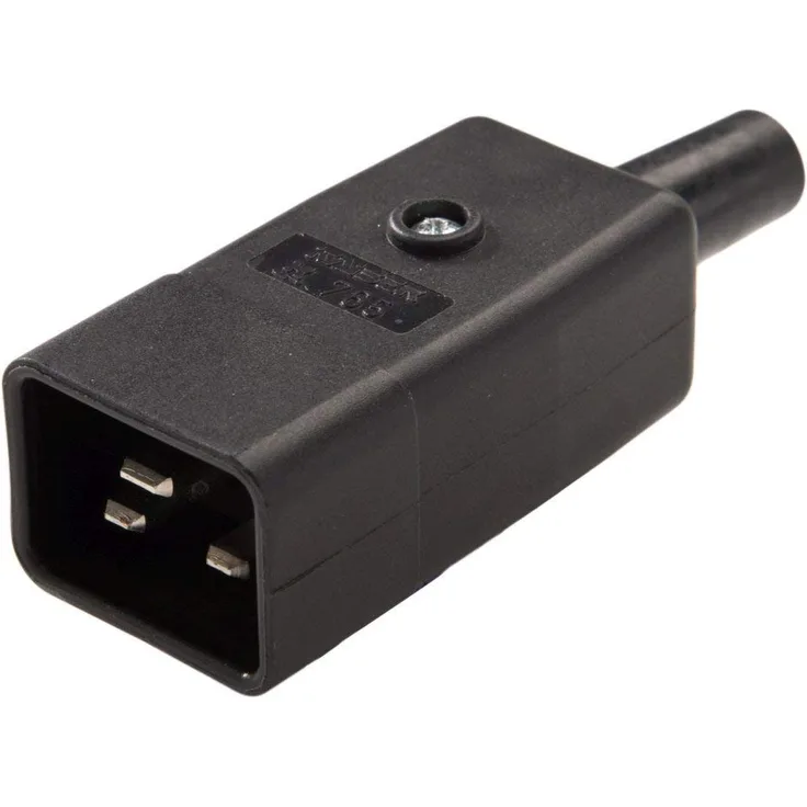 PremiumCord Netzanschluss 230V Stecker 16A, IEC C20, IEC60320, Farbe schwarz