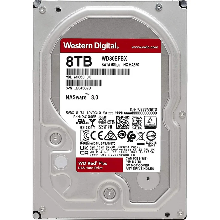 WD Red Plus NAS Hard Drive WD80EFBX - Festplatte - 8 TB - intern - 3.5 Zoll (8.9 cm) - SATA 6Gb/s - 7200 rpm - Puffer: 256 MB (WD80EFBX) – Bild 2