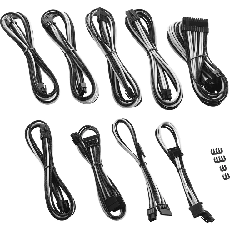 CableMod PRO Series ModMesh C-Series RMi & RMx Cable Kit - Stromkabelkit - geformt - Schwarz, weiß (CM-PCSR-FKIT-NKKW-R)