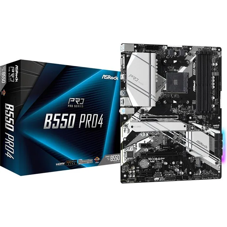 Asrock B550 Pro4 - ATX, AMD B550, Sockel AM4, Dual-channel DDR4 (90-MXBCZ0-A0UAYZ)