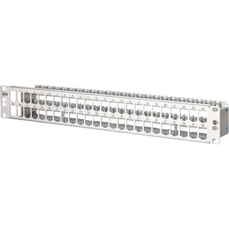 BTR E-DAT modul Modultraeger 48tlg 1,5HE Edelstahl Modultraeger für 48 einzelgeschirmte Module Edelstahl-Ausfuehrung