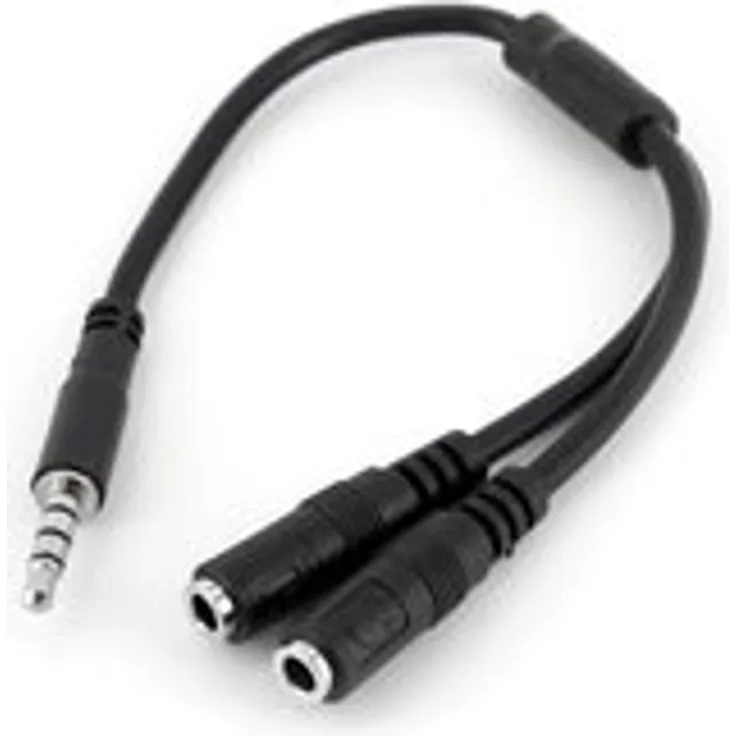 StarTech.com MUYHSMFF 3,5mm Audio Klinke Y-Kabel Headset Splitter (Aux Kabel mit Mikrofon, 4 pol. auf 3 pol. Headset Adapter für Headsets, St-Bu)