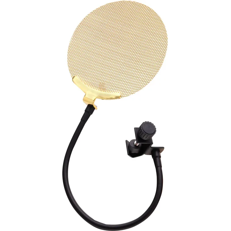 Pronomic PK-20G Professionneller Poschutz (13,5cm Popkiller für Recording, Vergoldete Metallmembran, Plopkiller, mit Klemme und Schwanenhals) 