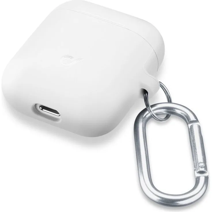 Vivanco Silikon AirPod Tasche mit Karabinerhaken BOUNCEAIRPODS weiß