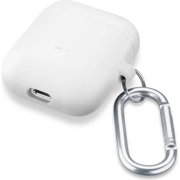 Vivanco Silikon AirPod Tasche mit Karabinerhaken BOUNCEAIRPODS weiß