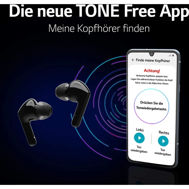 LG Tone Free HBS-FN6 True Wireless In-Ear Kopfhörer, mit Bluetooth, Mikrofon, Noise Cancelling, schwarz – Bild 14