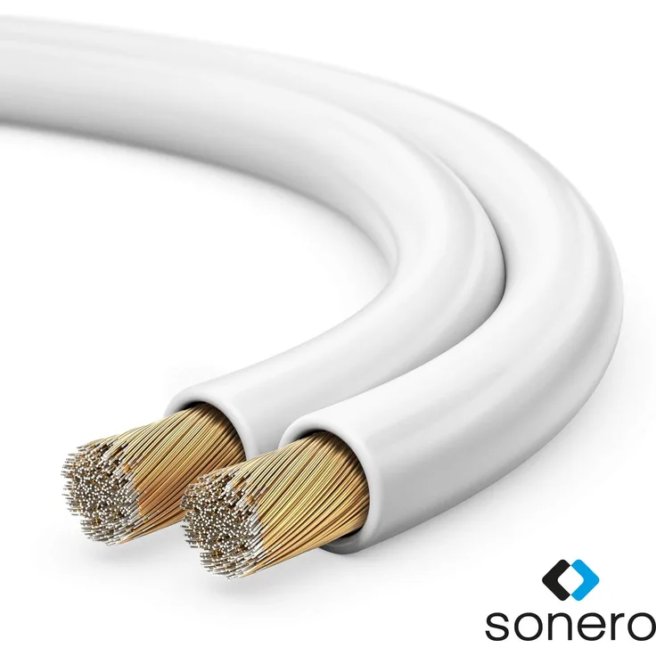 sonero 25 Meter 2x4,00mm² CCA Lautsprecherkabel - Boxenkabel, Farbe: weiß