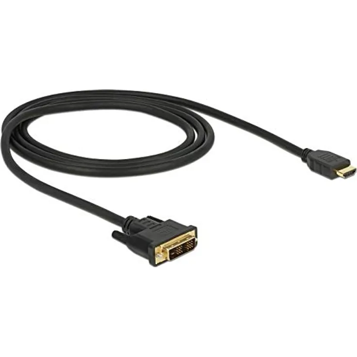 DeLOCK - Videokabel - Single Link - HDMI / DVI - DVI-D (M) bis HDMI (M) - 1,0m - Dreifachisolierung - Schwarz - Daumenschrauben (85582)