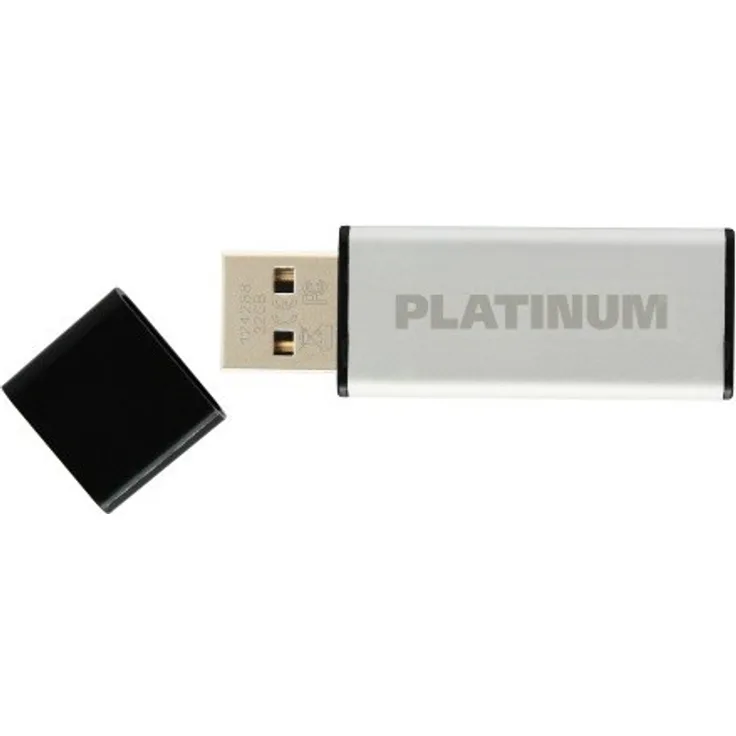Platinum ALU USB-Stick 32 GB USB 2.0 USB-Flash-Laufwerk - moderner Speicher-Stick aus Aluminium - inkl. Schutzkappe in schwarz