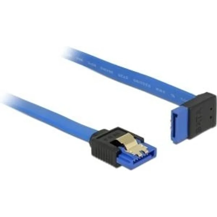 DeLOCK - SATA-Kabel - Serial ATA 150/300/600 - SATA (R) nach oben gewinkelt bis SATA (R) gerade - 20cm - eingerastet - Blau (84995)
