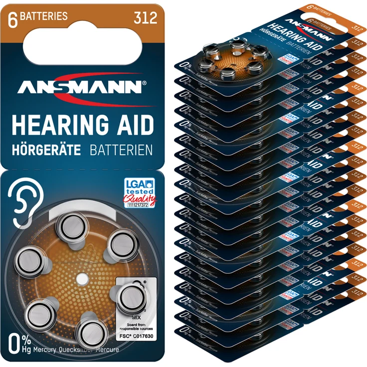 ANSMANN Typ 312 Hörgerätebatterien Braun 120 Stück - P312 ZL3 PR41 – Bild 1