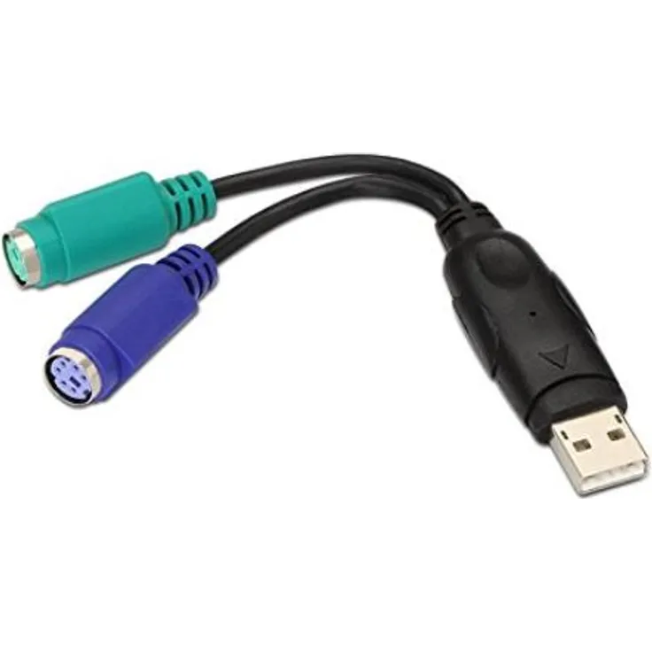 Nanocable 10.03.0101 - PS-2 Konverter (Tastatur und Maus) auf USB 2.0, Typ 2xPS-2-H-A-M, weiblich-männlich, schwarz, 15 cms