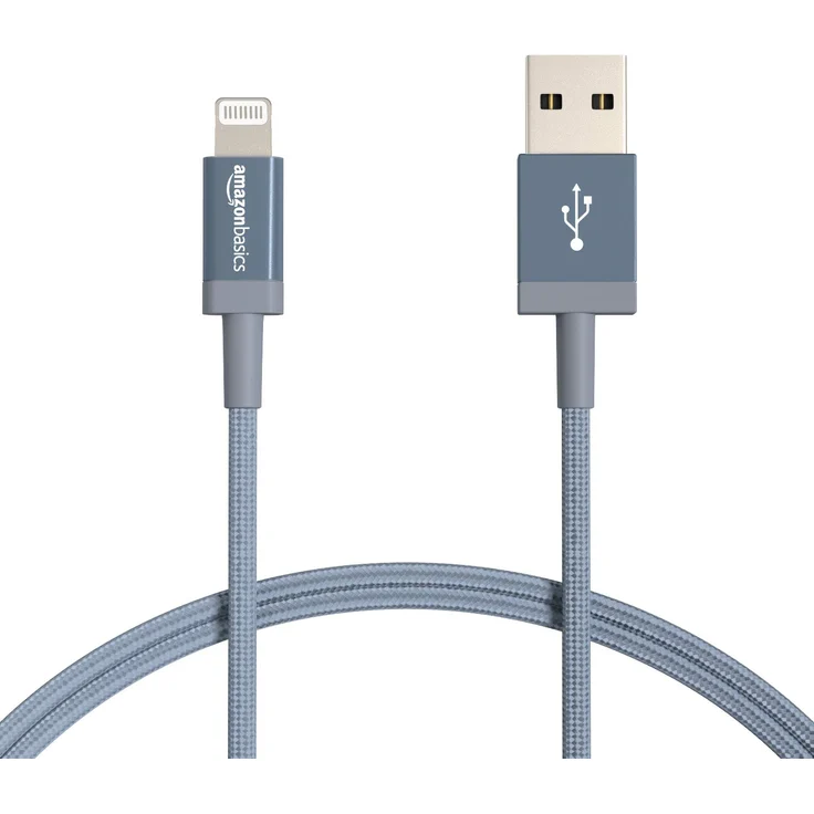 AmazonBasics – Verbindungskabel Lightning auf USB-A, Nylon-umflochten, MFi-zertifiziertes Ladekabel für iPhone, dunkelgrau, 91,2 cm – Bild 1