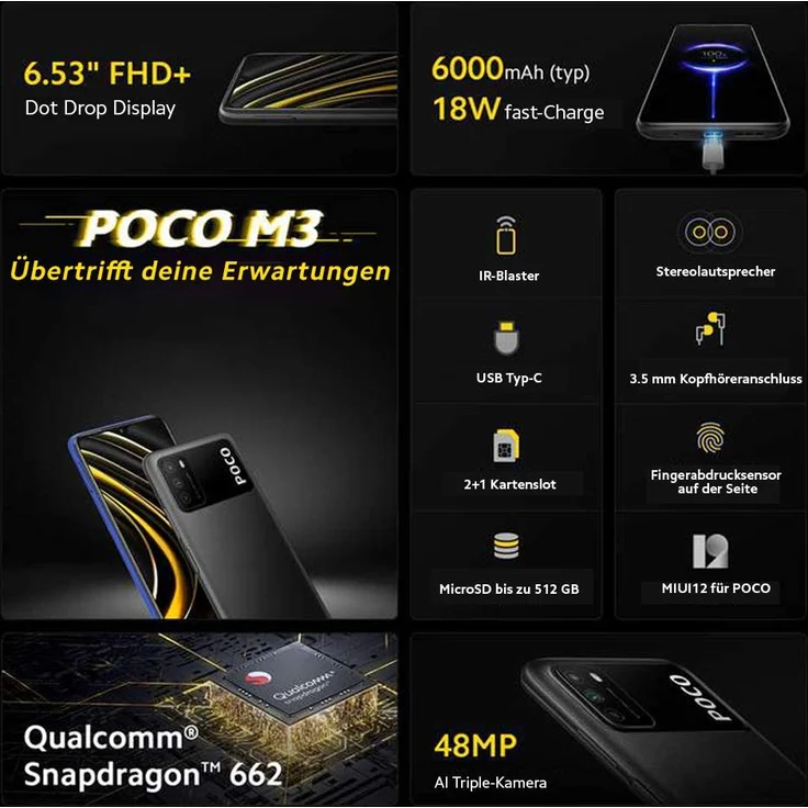 Xiaomi Poco M3 Smartphone 128GB interner Speicher, 4GB RAM, Cool Blue – Bild 5