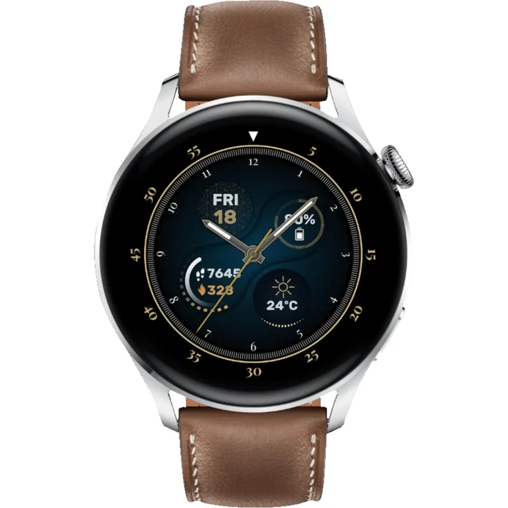 Huawei Watch 3 Classic Edition Smartwatch GPS, Unisex, 46mm, Lederarmband, Braun – Bild 3