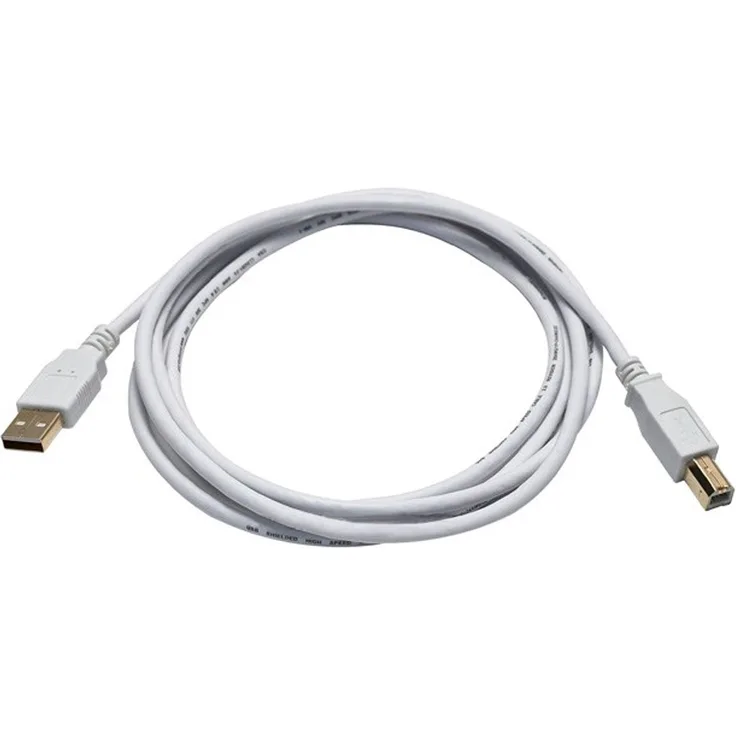 Monoprice 6ft USB 2.0 A Male to B Male 28/24AWG Cable - (Gold Plated) - WHITE for Printer Scanner Cable 15M for PC, Mac, HP, Canon, Lexmark, Epson, Dell, Xerox, Samsung and More!