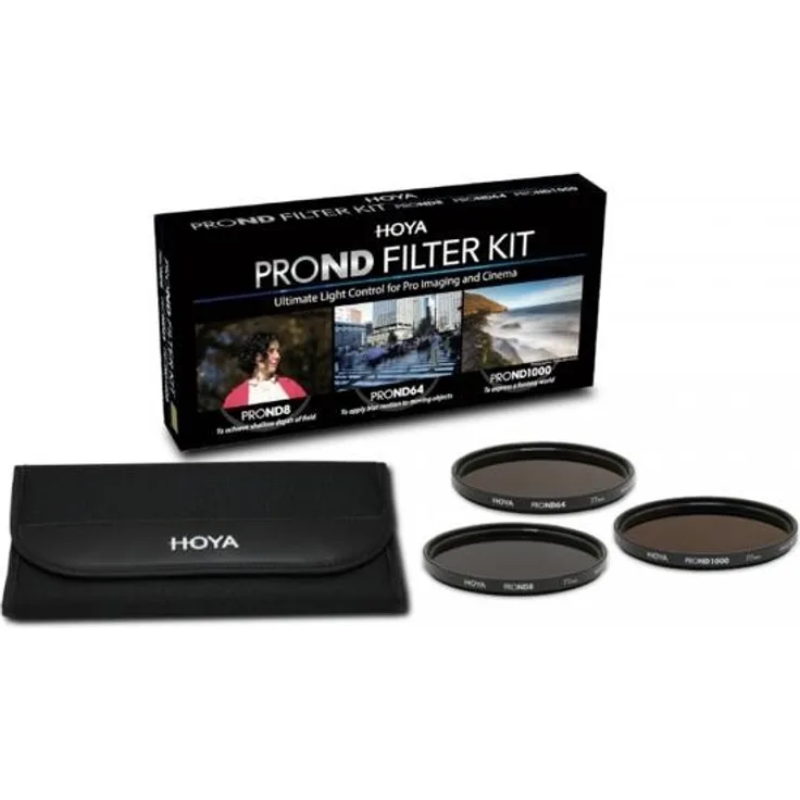 Hoya PRO ND KIT (8-64-1000) 58mm, Praktisches Set mit 3 verschiedenen Hoya PRP ND Filter zur Lichtreduzierung, Graufilter, ND Filter, Langzeitbeleuchtung, Hochwertig