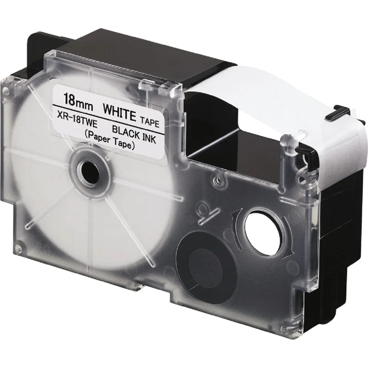 CASIO EZ-Label Printer XR-18TWE Schriftband aus Papier selbsthaftend für den Indoor-Einsatz 18 mm x 8,0 m schwarz auf weiß