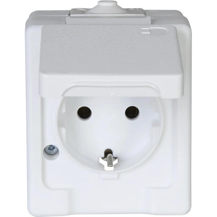 Kopp 100602003 Aufputz-Feuchtraum Schutzkontakt-Steckdose mit Klappdeckel, IP44, Standard – Bild 1