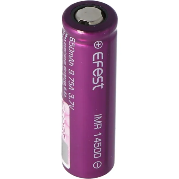 Efest IMR 14500 - 650mAh 3,6V - 3,7V Li-Ion-Akku (Pluspol flach)