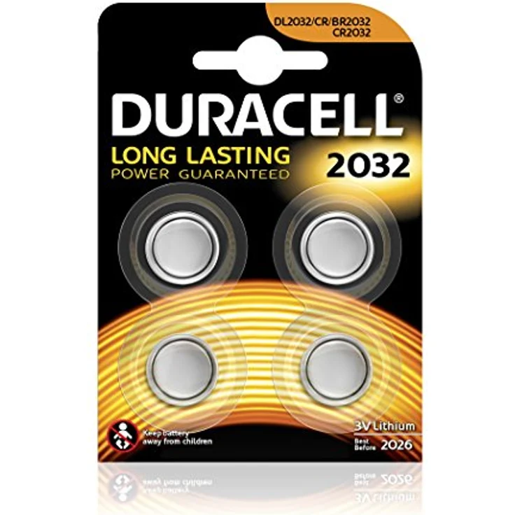 Duracell Specialty 2032 Lithium-Knopfzelle 3 V, 4er-Packung , mit Kindersichere Technologie, für die Verwendung in Schlüsselanhängern, Waagen, Wearables und medizinischen Geräten (CR2032 -DL2032) – Bild 1
