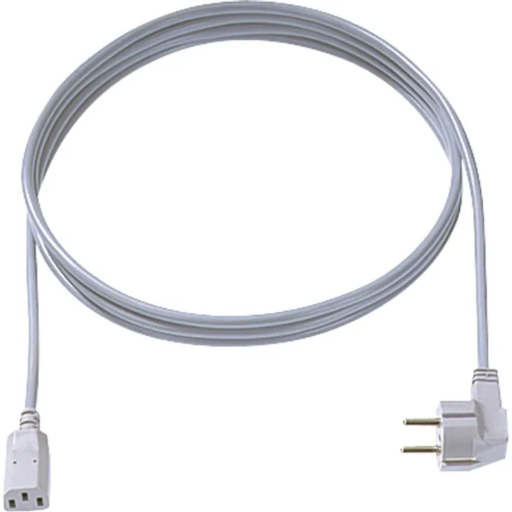 Bachmann H05VV-F 3G 0.75 mm² - Stromkabel - IEC 60320 C13 gerade bis CEE 7/7 (M) gewinkelt - 250 V - 10 A - 2 m - geformt - Grau
