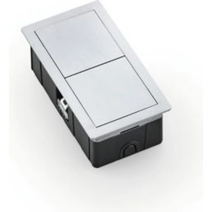 PLAZA 1 Steckdosenelement Edelstahl gebürstet - Schuko 1-fach mit Schiebedeckel / Steckdosen