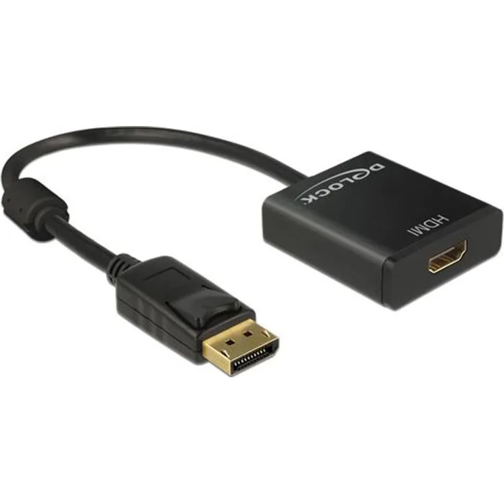 Delock Adapter Displayport 1.2 Stecker > HDMI Buchse 4K Aktiv schwarz