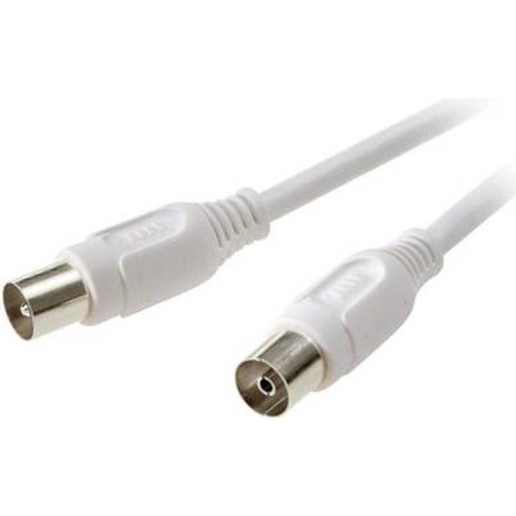 SpeaKa Professional Antennen Anschlusskabel [1x Antennenstecker 75- 1x Antennenbuchse 75 ] 2.50 m 90 dB Weiß (SP-7870420)