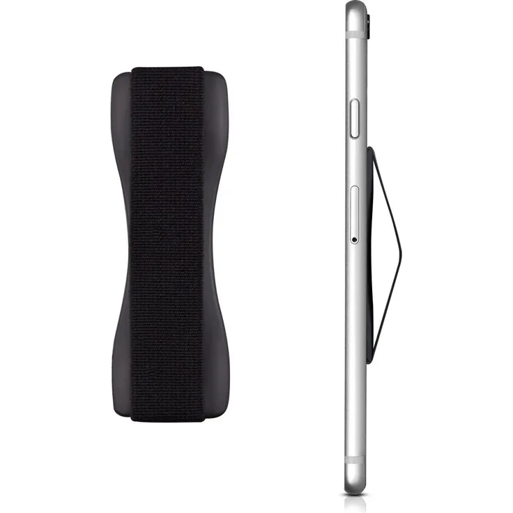 kwmobile Smartphone Fingerhalter Griff Halter - Handyhalter Handy Halterung Einhandbedienung - für iPhone Samsung Sony LG Huawei uvm. - Schwarz
