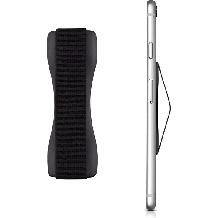 kwmobile Smartphone Fingerhalter Griff Halter - Handyhalter Handy Halterung Einhandbedienung - für iPhone Samsung Sony LG Huawei uvm. - Schwarz