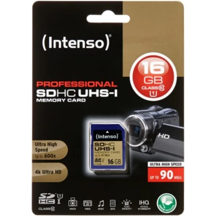 Intenso Professional SDHC UHS-I Class 10 16GB Speicherkarte (bis 90Mbps) schwarz