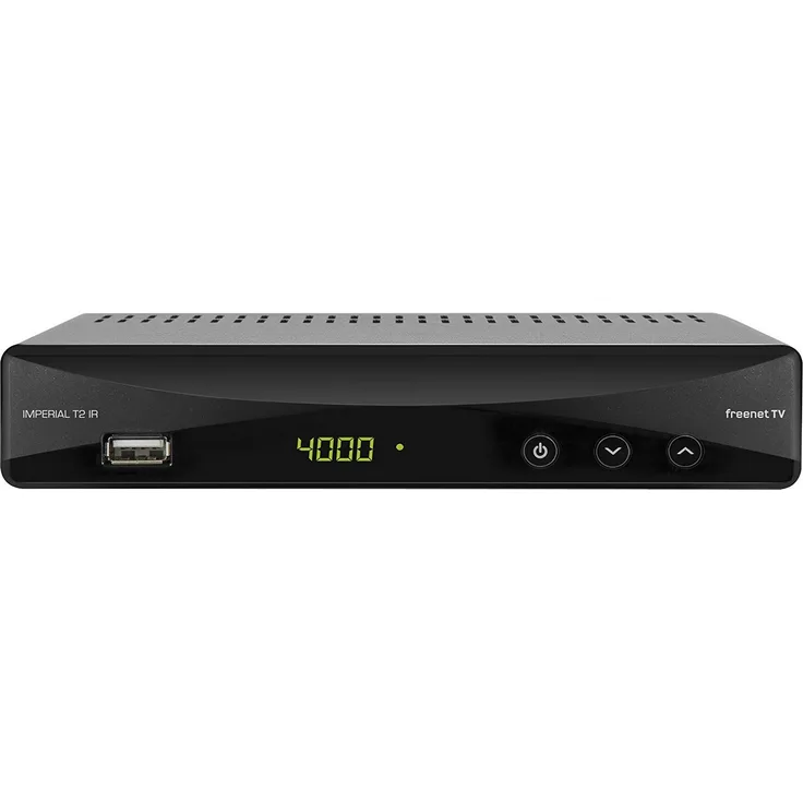 DigitalBox 77-559-00 Imperial T 2 IR DVB-T2 HD Receiver mit Irdeto Entschlüsselung Freenet TV, H.265-HEVC, HDMI, Scart, USB, LAN schwarz