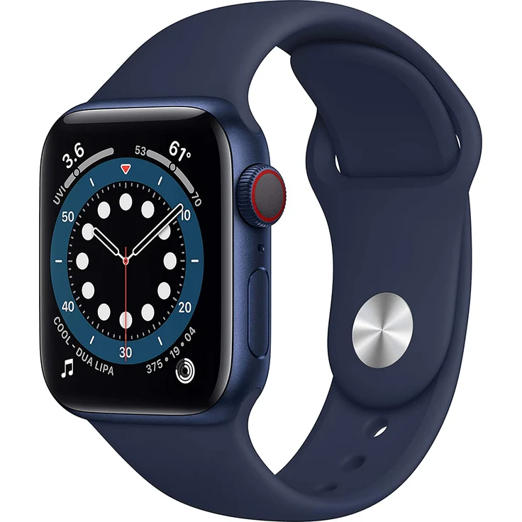 Apple Watch Series 6 Smartwatch GPS + Cellular, 40mm, Aluminiumgehäuse Blau, Sportarmband Dunkelmarine – Bild 1