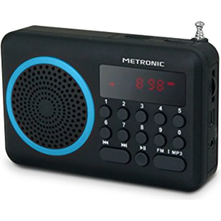 Metronic 477203 Tragbares UKW Radio Schwarz-Blau