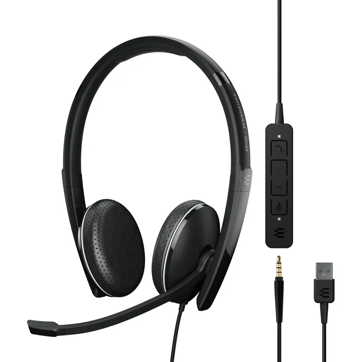 EPOS SENNHEISER ADAPT 165 USB II Stereo USB-Headset inkl. 3,5-mm-Klinkenstecker Inline Control, Schwarz