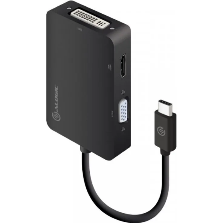 Alogic Adapter 3-in-1 USB-C to HDMI DVI VGA M-3F schwarz